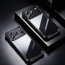 Teckwe Phone Case: Luxurious Four-Corner Anti-Fall Shockproof Electroplated Transparent Phone Case, Compatible With IPhone 18/17/16/15/14/13/12/11 Pro Max Plus Air, Transparent Anti-Drop Design, Suitable For 17Pro And 17ProMax, Soft Frame, Minimalist Style, Protects The Phone - Black - View 5