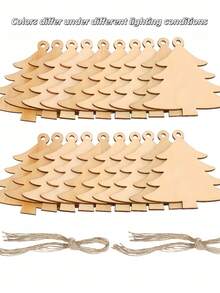 Christmas Wooden Hanging Ornaments 10/20/30PCS, Rustic Carved Wood DIY Decor For Tree Home Holiday Party, Handmade Style Xmas Gift Accessories, Random Assortment Sent For Festive Winter Celebration - multicolor - View 7
