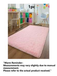 1pc Solid Color Plush Rug, Fluffy & Soft, Suitable For Living Room, Bedroom, Bathroom, Game Room, Studio, Decorative Rug, Washable - Pink - View 19