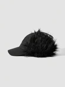 MortiRose 1Pc Black Letter Three-Dimensional Embroidery Simple And Fashionable Baseball Cap, Plush Dark Sweet And Cool Wind Hat Decoration Niche Single Item - Black - View 6