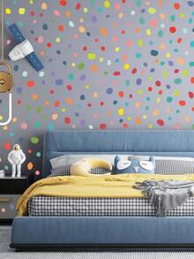 1Set 4Pcs Irregular Macaron Dot Pattern Self Adhesive Removable Waterproof Durable PVC Wall Decals Stickers For Room Bedroom Living Room Home Wall Decor Gift - one-size - View 5