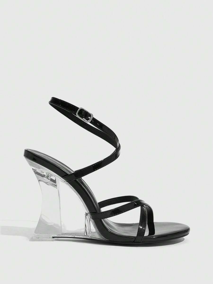 CUCCOO SZL Women's Ankle Strap Sandals For Christmas - Black - View 1