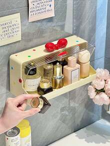 1 قطعة صندوق تخزين إكسسوارات الشعر ومستحضرات التجميل لطيف مع رف تصريف مثبت على الحائط للحمام مع بطانية منظم تصريف لتخزين أدوات المكياج في المنزل والحمام وغرفة الاستحمام - مقاس واحد - مشاهدة 7