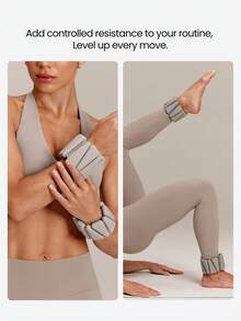 GLOWMODE 1-Pair 1.2 Lbs CorePulse Adjustable Weighted Wristband Weights With Silicone Strap Training Yoga Gym Studio Fitness Accessory - Camel - View 2