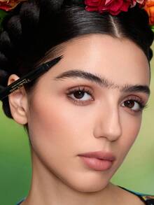 Frida Kahlo X SHEIN 1PC Black Dual-Tip Liquid Eyebrow Pencil, One-Stroke Shaping, Quick-Drying Waterproof, Smudge-Resistant, Eyebrow Pencil + Eyeliner - Black - View 5