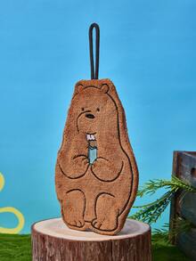 We Bare Bears X Joivida 1件裝可愛裸熊系列卡通掛巾，珊瑚絨吸水不掉毛快乾毛巾，非常適合廚房、浴室和健身房的日常手部擦拭，耐用且適合作為生日或週年紀念禮物 - 彩色 - 查看 9