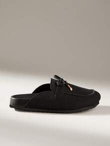Solecia Bow Metal Bag Head Decoration Simple Retro Half Drag Single Shoes Shopping Daily Wear - Black - View 2
