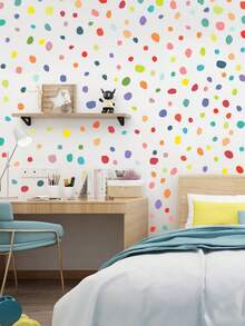 1Set 4Pcs Irregular Macaron Dot Pattern Self Adhesive Removable Waterproof Durable PVC Wall Decals Stickers For Room Bedroom Living Room Home Wall Decor Gift - one-size - View 4
