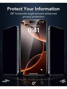 Teckwe 3pcs 9H High Toughness Privacy Screen Protector With Positioner, One-Peel Easy Installation, Precise Fit No Bubble No White Edge, Ultra Clear Front View, Side Privacy Protection, Smooth Touch, Anti-Scratch, Anti-Dust, Waterproof, Anti-Fingerprint, Compatible With Iphone 18 Pro Max/18 Pro/Duo/17 Pro Max/17 Pro/17 Air/17/16/16 Plus/16 Pro/16 Pro Max/15/14/13 Mini/12/11/XS Max/XR Series - Black - View 2