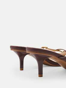 CUCCOO CURVES Women's Square Toe Heel Burgundy Toe Plus Fat High-Heeled Sandals - Burgundy - View 5