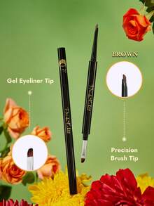 Frida Kahlo X SHEIN 1 buah Pensil Eyeliner Cokelat, Pensil Dua Ujung (Dengan Kuas), Aplikasi Sekali Sapu, Ciptakan Eyeliner yang Memukau - Coklat - View 2