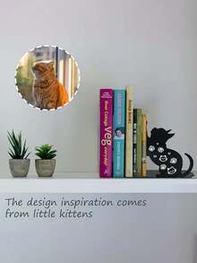 2PCS New Creative Cute Cat Shaped Metal Bookend Sturdy Durable Desktop Organizer Home Office Decor Art Craft Gift For Cat Lover Student Christmas Birthday Housewarming - View 5