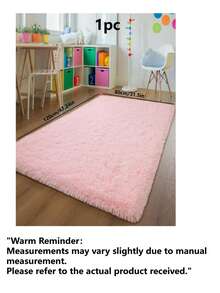 1pc Solid Color Plush Rug, Fluffy & Soft, Suitable For Living Room, Bedroom, Bathroom, Game Room, Studio, Decorative Rug, Washable - Pink - View 12