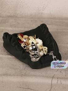 1PC Standard Size Dark Gothic Fang Shaped Storage Tray Organizer With Black Tone Finish For Desktop Tabletop Jewelry Keys Coins Small Items Display Decorative Holder For Home Office Bedroom Vanity Gothic Lovers Alternative Style Enthusiasts Essential - Black - View 1