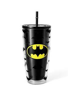 BATMAN X SHEIN 24 Oz / 700 Ml 雷射酷感平底杯，附心形閃亮裝飾 - 黑色 - 查看 5