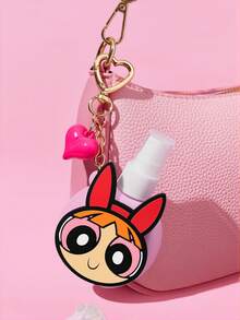 THE POWERPUFF GIRLS X SHEIN 60ml/2oz 心形熊可補充噴霧瓶附吊飾鑰匙圈，便攜式酒精、香水與液體儲存瓶，適合旅行與日常攜帶 - 粉色 - 查看 1