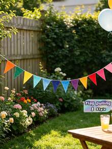 Colored Polyester Triangular Bunting Flags, Multi-Purpose Banners Suitable For Home And Event Decoration, Ideal For Occasions Including Weddings, Birthdays, Mawlid, National Day, Christmas, Halloween, Thanksgiving, New Year, Gardens And More - multicolor - View 1