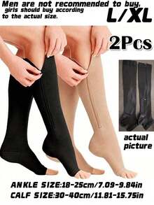 A Pair Of Outdoor Women's Toe-Free Compression Socks-20-30mmHg Knee High Support Socks, Which Are Not Recommended For Men. Side Zipper Knee High Socks Are Comfortable And Breathable. - Multicolor - View 9