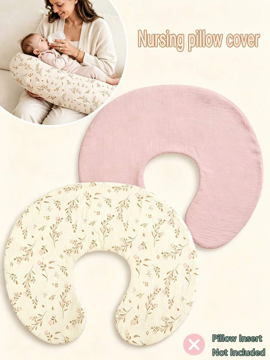 SHEIN 1-Pack/2-Pack Cotton Crepe Baby Care Pillowcase (Without Pillow Core), Floral Pattern Soft Slide Cover For Newborn Boys And Girls (Pink, Floral Patter - Multicolor - View 1