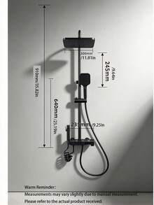 Luxury Black Shower Head Set - Wall-Mounted, Square, High-Pressure Shower Head, 4 Temperature Control Modes, With Toilet Bidet Sprayer, Suitable For Home Bathroom - Black - View 2
