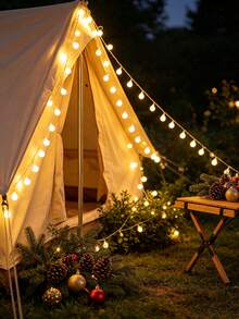 Teckwe USB Powered 8 Lighting Modes White Spherical String Light With Remote Control, Christmas Tree Decorations Dimmable LED Ball Fairy Lights,Outdoor Courtyard Decor, Holiday Birthday Party Decoration LED Fairy Lights,Camping Tent Decoration Lights String - White - View 13