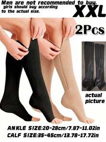 A Pair Of Outdoor Women's Toe-Free Compression Socks-20-30mmHg Knee High Support Socks, Which Are Not Recommended For Men. Side Zipper Knee High Socks Are Comfortable And Breathable. - Multicolor - View 10