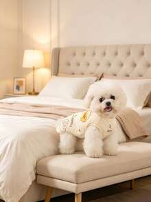 Dog Cat Winter Clothes, Button‑Up Fleece Pet Outfit, Thick Minky Velvet Warm Coat For Small & Medium Dogs, Suitable For Bichon, Pomeranian, Teddy And Poodle, Autumn Winter Pet Warm Apparel For Puppy Kitten - Air cotton back buckle - eggshell duck - View 7