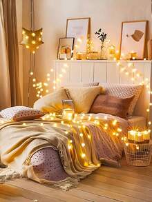 Teckwe USB Powered 8 Lighting Modes White Spherical String Light With Remote Control, Christmas Tree Decorations Dimmable LED Ball Fairy Lights,Outdoor Courtyard Decor, Holiday Birthday Party Decoration LED Fairy Lights,Camping Tent Decoration Lights String - White - View 15
