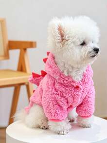 1Pc Halloween Dinosaur Pet Costume, Dreamy Dinosaur Outfit For Small & Medium Dogs, Holiday Party Dress Up Pet Clothes - Pink - View 2