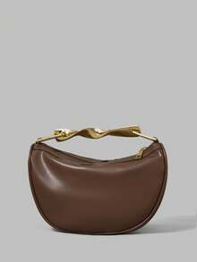 Ontre Women's Fashion Brown Handbag, Exquisite Hardware Handle, Retro Pleated Craftsmanship, For Daily Use, Commuting, Shopping, Dating - Brown - View 3