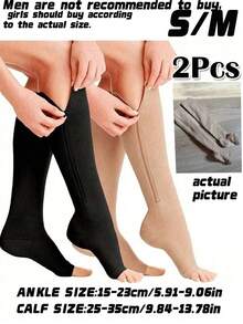 A Pair Of Outdoor Women's Toe-Free Compression Socks-20-30mmHg Knee High Support Socks, Which Are Not Recommended For Men. Side Zipper Knee High Socks Are Comfortable And Breathable. - Multicolor - View 8
