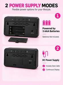 Large-Screen LED Digital Wall Clock ,USB Power Supply, Dual Alarms, Temperature And Date/Week, Adjustable Brightness, ℃/℉ Switch, Minimalist Design, Suitable For Home And Office Use(Battery Not Included) - multicolor - View 7