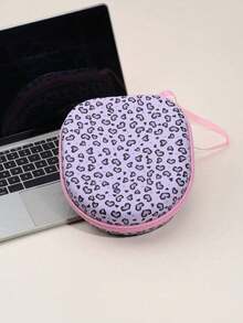Leopard Pink EVA Hard Shell Headphone Carrying Case, Soft Lining With Mesh Pocket, Portable Travel Drop‑Proof Storage Box, Compatible With Apple Over‑Ear Headphones, Large‑Size Audio Headset Protective Carry Shell - Multicolor - View 11