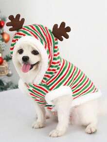 PETSIN Christmas Reindeer Cute Striped Warm Fleece Pet Jacket - Multicolor - View 8