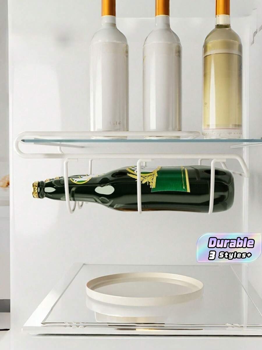 1Pc Cabinet Fridge Wine Rack Bottle Can Drink Organizer Hangs On Fridge Or Kitchen Shelf Fits All Size Kitchens And Fridges No Drill Instant Installation - Multicolor - View 1