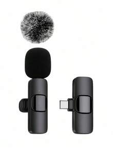 Mikrofon Jepit Nirkabel Mini Portabel 2.4G, Chip Pengurangan Kebisingan Terintegrasi, Mikrofon Perekam Latensi Rendah, Kompatibel dengan iPhone & Perangkat Tipe-C, Ideal untuk Vlogging, Wawancara, Pengajaran & Perekaman Video Podcast - Hitam - View 9