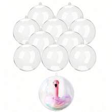 Transparent Fillable Decorative Orbs, 8 Different Sizes, DIY Plastic Acrylic Filling Balls For Halloween, Christmas, And Party Decorations (10 Pieces) - White - View 5