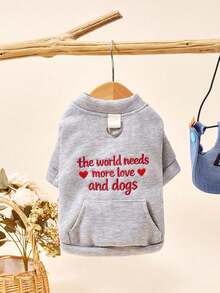 PETSIN 1pc Pet Clothing, Embroidered Letters With Pockets, Cat And Dog Universal Hoodie, Casual And Comfortable Daily Wear, Open Button Top - Multicolor - View 19