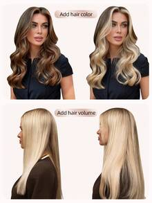 8PCS With 16 Clips Straight Clip In Hair Extensions 100% Real Human Hair Color P27/613# Golden Blonde Highlighted Light Blonde 12-18 Inch Double Weft Invisible Clip Hair Extensions Remy Natural Human Hair For Women Girl Daily Full Head Use - SP27/613 - View 5