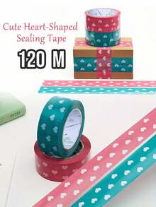 1-3 Rolls Love, Strawberry Packing Tape, 100-120M Length, Decorative Packaging Tape For Thanksgiving Day, Christmas, Box Sealing, Width 4.5CM - A - View 3