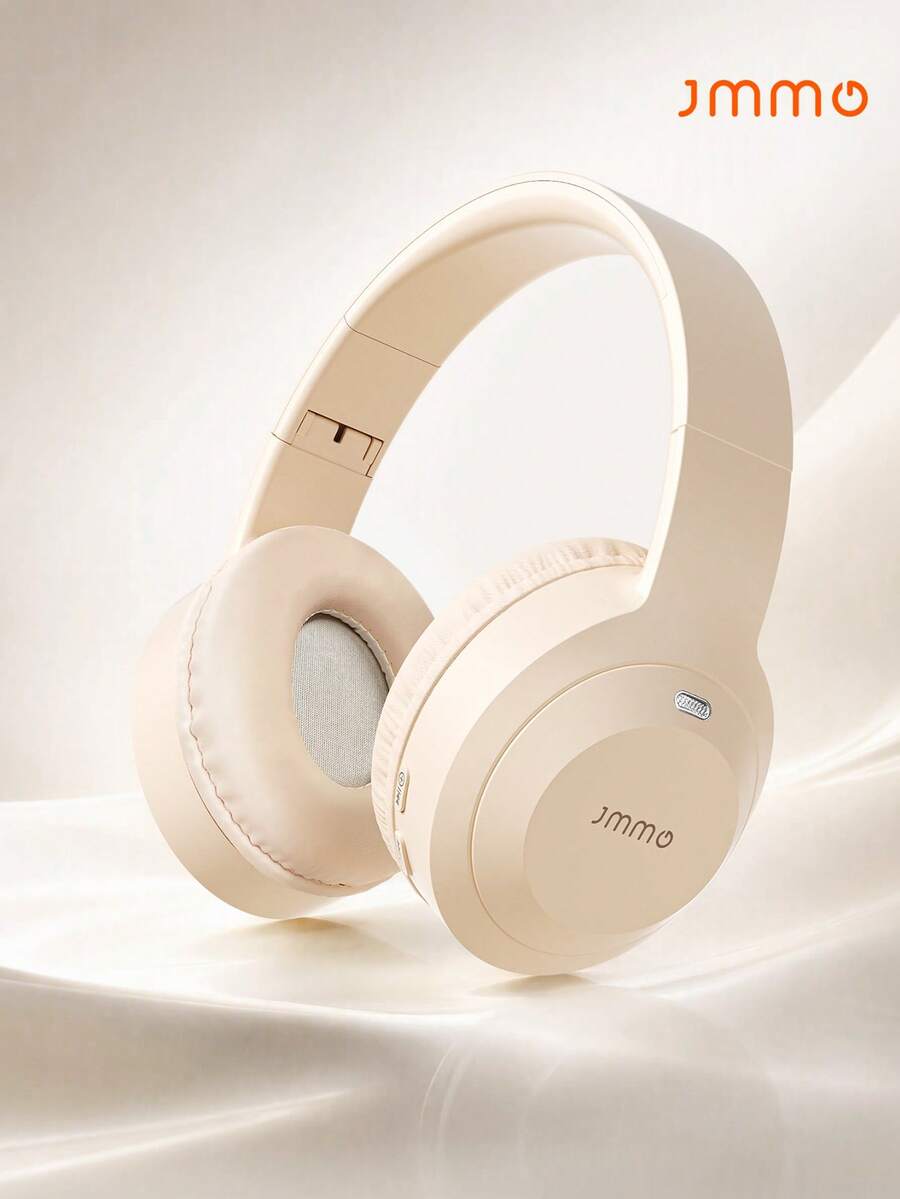 JMMO Wireless Over Ear Headphones, Soft Cushioned Bluetooth Headset With Long Battery Life, Minimalist Cream Noise Isolation Headphones For Travel Study Gaming - View 1