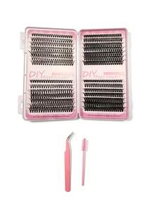 مجموعة رموش DIY Lash 216، رموش فردية من فرو منك صناعي بتجعيدة D، خفيفة الوزن وقابلة لإعادة الاستخدام، سهلة التطبيق لتمديد الرموش DIY - D - مشاهدة 5