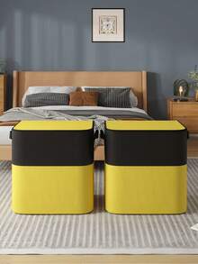Yellow Black Double Row Large Moving Storage Bag Organizer Heavy Duty Tear Resistant Waterproof Clothes Blanket Portable Handles Foldable Space Saving Home Travel - Yellow - View 4