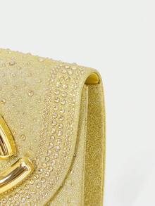 SHECARRY Ladies Fashion Gold Full Diamond Dinner Bag, Exquisite Metal Buckle Clutch Bag, For Parties, Festivals, Weddings, Dress Matching - Champagne - View 8