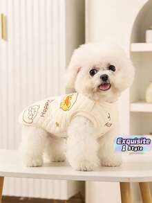 Dog Cat Winter Clothes, Button‑Up Fleece Pet Outfit, Thick Minky Velvet Warm Coat For Small & Medium Dogs, Suitable For Bichon, Pomeranian, Teddy And Poodle, Autumn Winter Pet Warm Apparel For Puppy Kitten - Air cotton back buckle - eggshell duck - View 1
