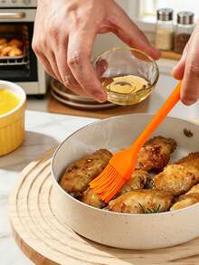 Haus Hana Silicone Spatula 7-Piece Set Silicone Kitchen Utensil Scraper Oil Brush Kit Baking Tools Cake Cream Squeegee - Orange - View 5