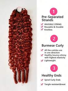 Boho Braids 33# 紅褐色捲髮羽毛鉤編真人髮接髮 Miracle Knots 預分束 50g/包 髮束 高端 33# 女用接髮 自然外觀 易安裝 可重複使用 16-24 英吋 - S33 - 查看 5