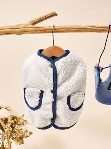 1 Piece Of Minimalist Basic Plush Pet Warm Vest, Contrasting Color Edging And Matching Cat And Dog Universal Clothes, Autumn And Winter Casual Clothing, Versatile With Various Shirts, Base Shirts, And Dresses For Layering - Multicolor - View 25