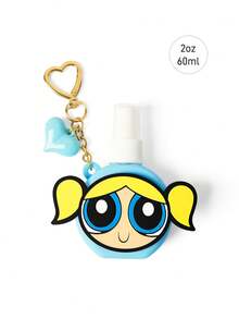 THE POWERPUFF GIRLS X SHEIN 60ml/2oz 心形熊可補充噴霧瓶附吊飾鑰匙圈，便攜式酒精、香水與液體儲存瓶，適合旅行與日常攜帶 - 藍色 - 查看 3