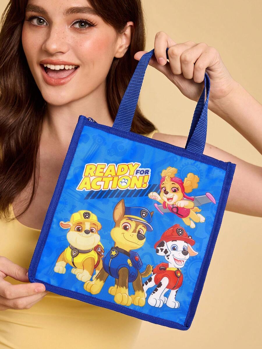 SHEIN | PAW Patrol 1個花紋印花保溫午餐袋,可保溫或保冷,野餐袋 - 寶藍天藍 - 查看 1